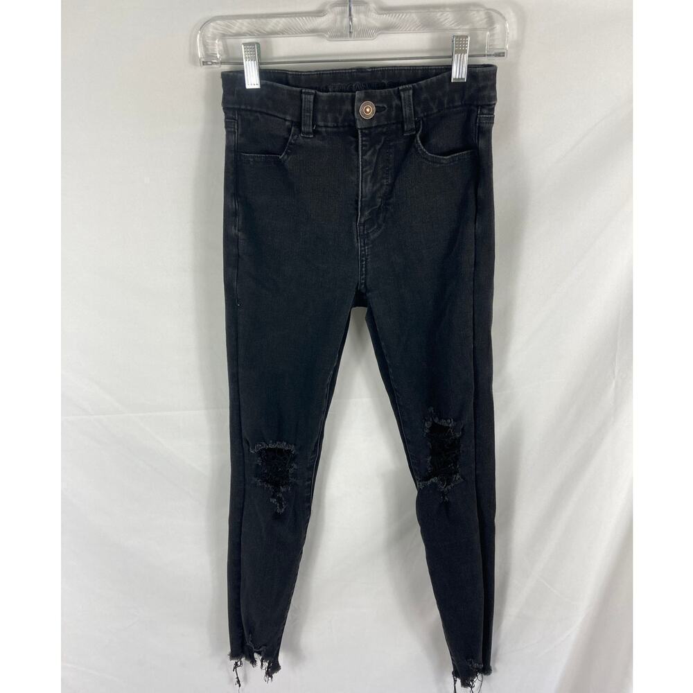American Eagle The Dream Jean Distressed Curvy Super Hi Rise Jegging Size 0 R